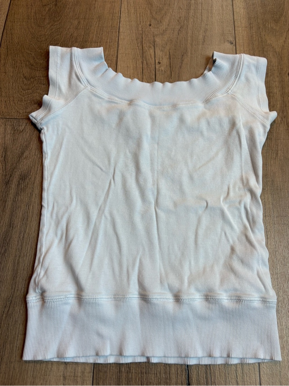 Brandy Melville White Ribbed Boatneck Tank Top